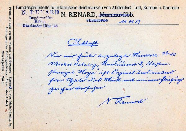 Renard-1953-vL_briefmarkenpruefer_fotoattest