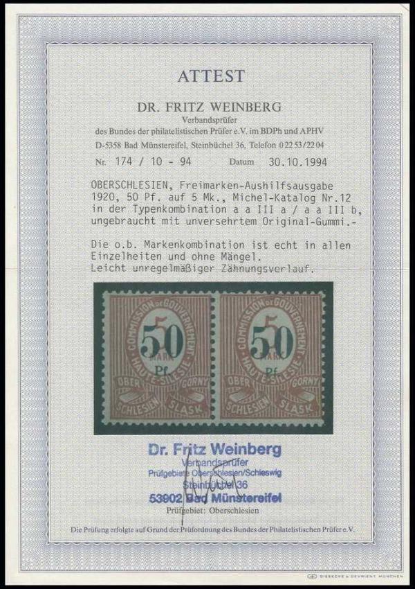 briefmarkenpruefer-weinberg-oberschlesien-oppelner-notausgabe_fotoattest_deruh32423dewre