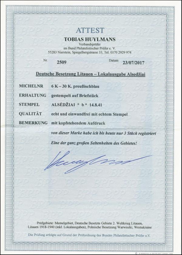 briefmarkenpruefer-tobias-huylmans-bpp-aiep-fotoattest-litauen-lokalausgabe-alsedziai-dserwadsd