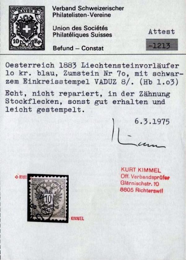Kimmel CH 75_briefmarkenpruefer_fotoattest