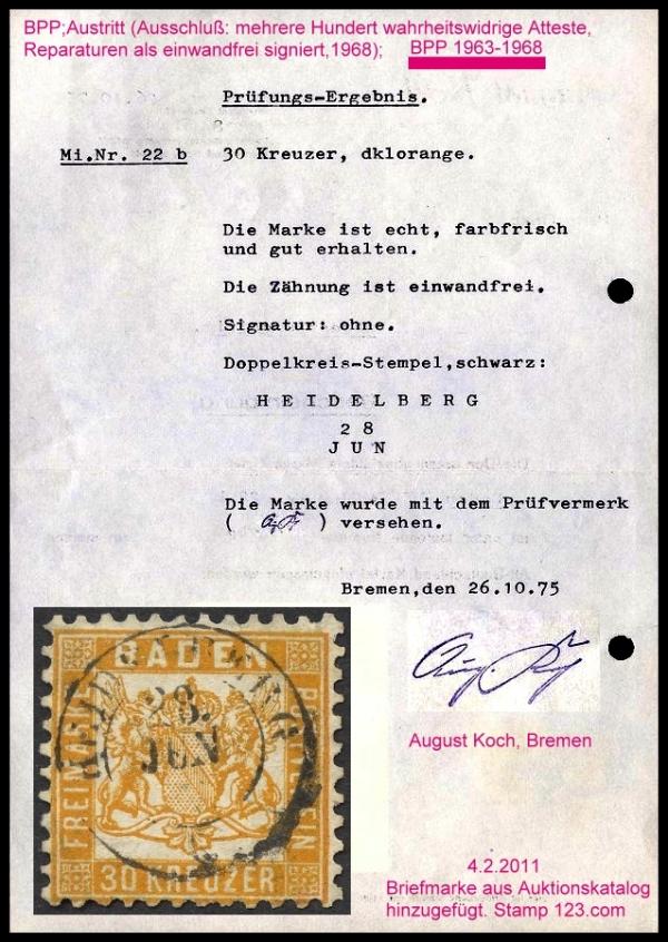 Koch Bremen-1975_briefmarkenpruefer_fotoattest